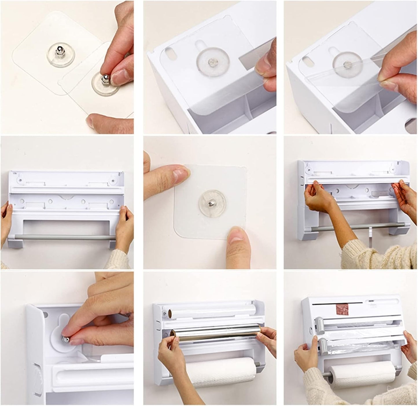 Wall-Mount Aluminum Foil and Film Dispenser 3 in 1 Multifunction