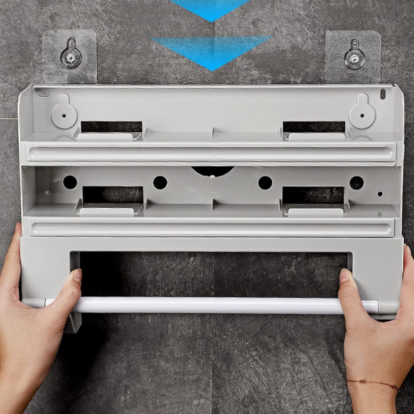 Wall-Mount Aluminum Foil and Film Dispenser 3 in 1 Multifunction