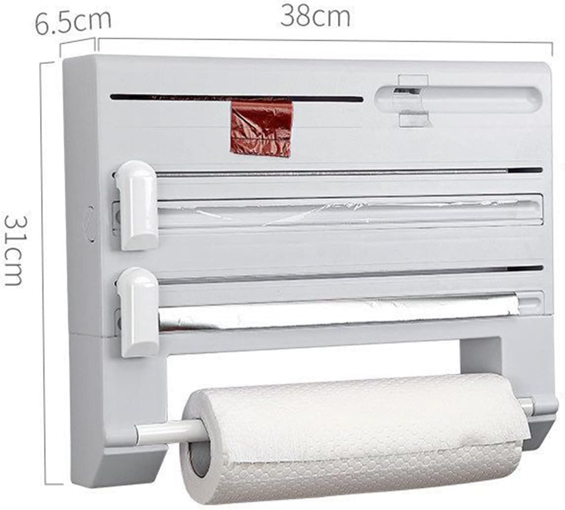 Wall-Mount Aluminum Foil and Film Dispenser 3 in 1 Multifunction