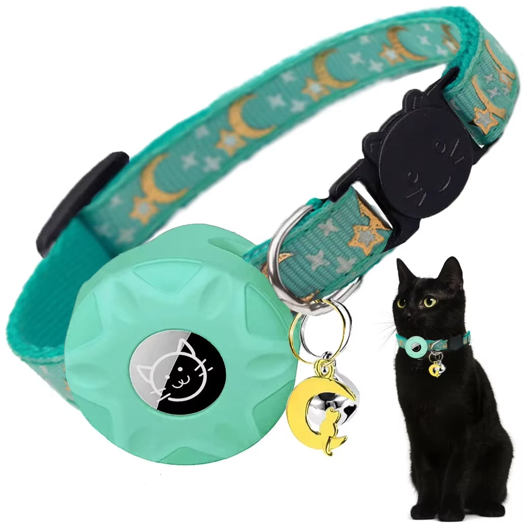 Apple Tag Pet Collar & Moon Ornament for Kitten Collar