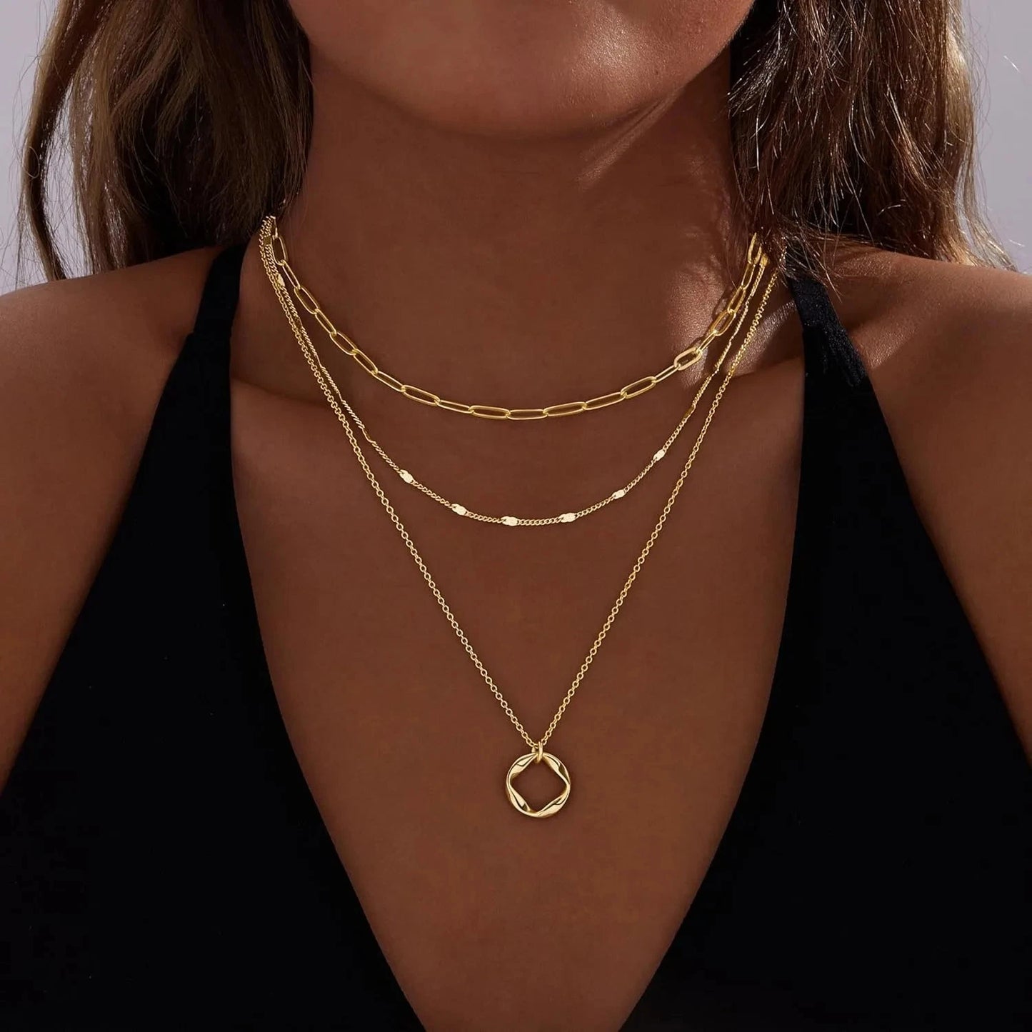 Layered Gold Necklace Set for Women