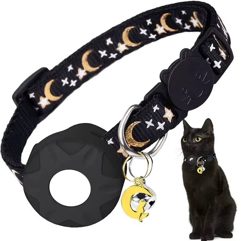 Apple Tag Pet Collar & Moon Ornament for Kitten Collar