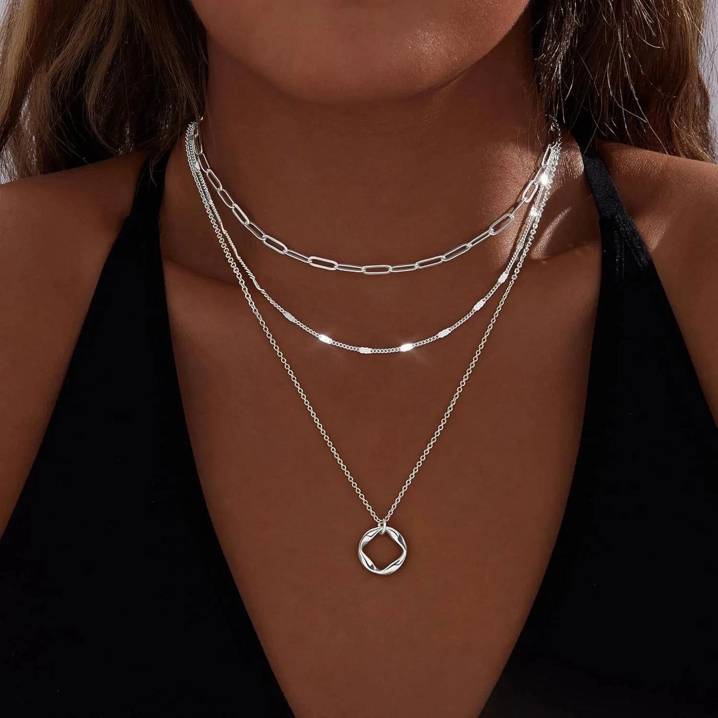 Layered Gold Necklace Set for Women
