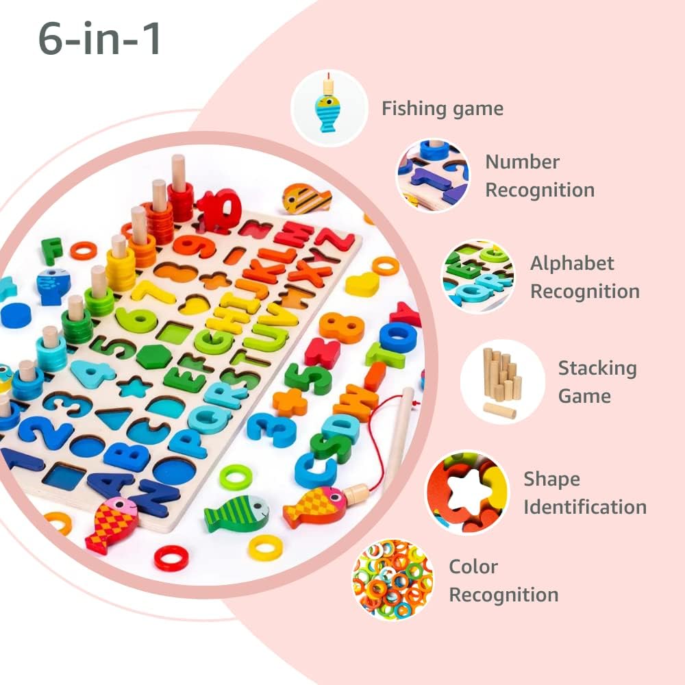 Wooden Montessori Number Puzzle Sorting Toy for Toddlers