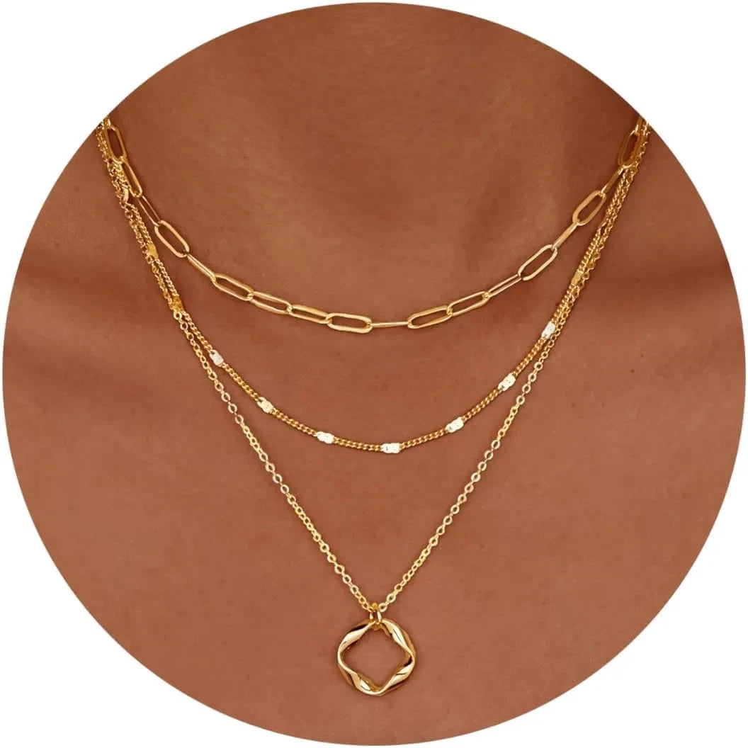 Layered Gold Necklace Set for Women