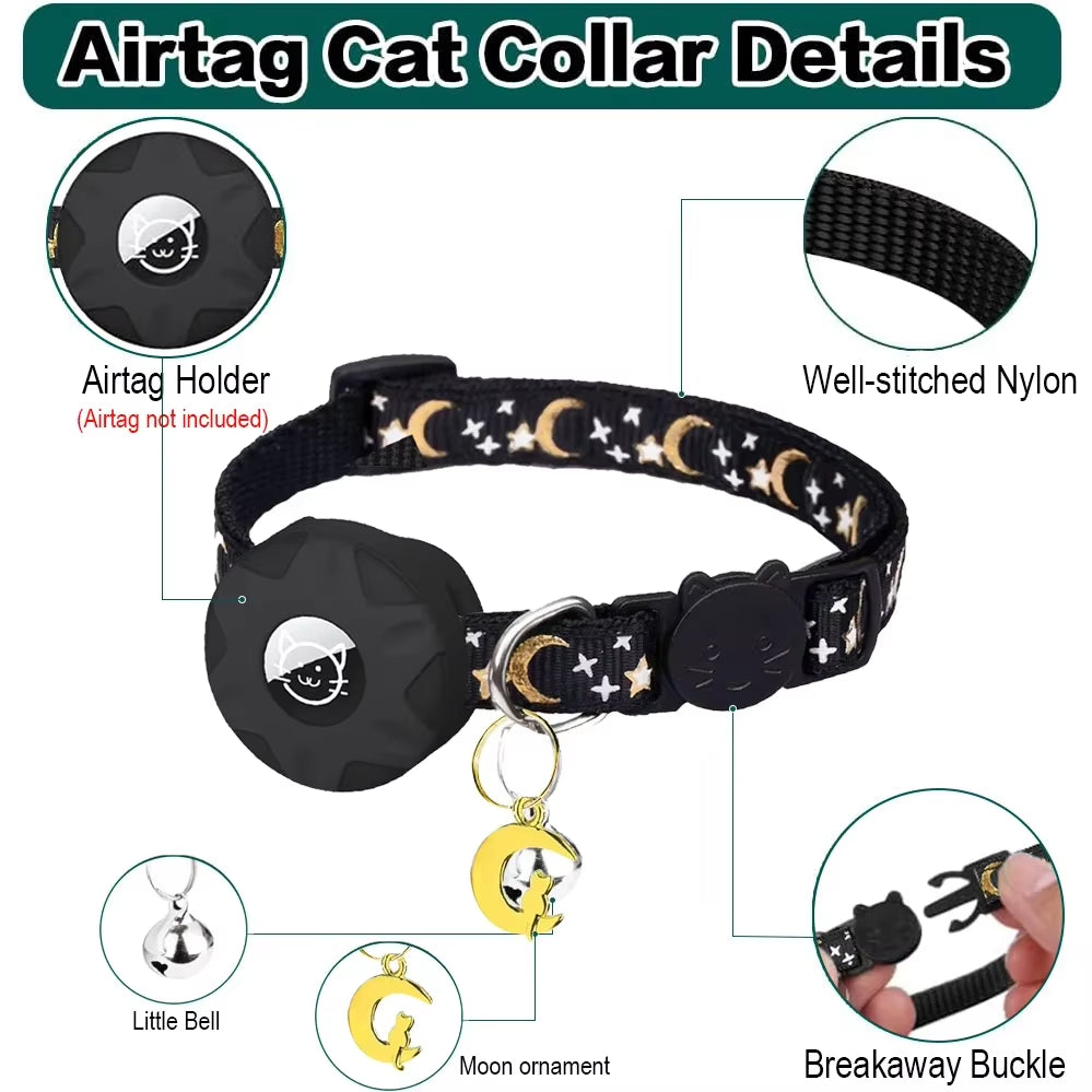 Apple Tag Pet Collar & Moon Ornament for Kitten Collar