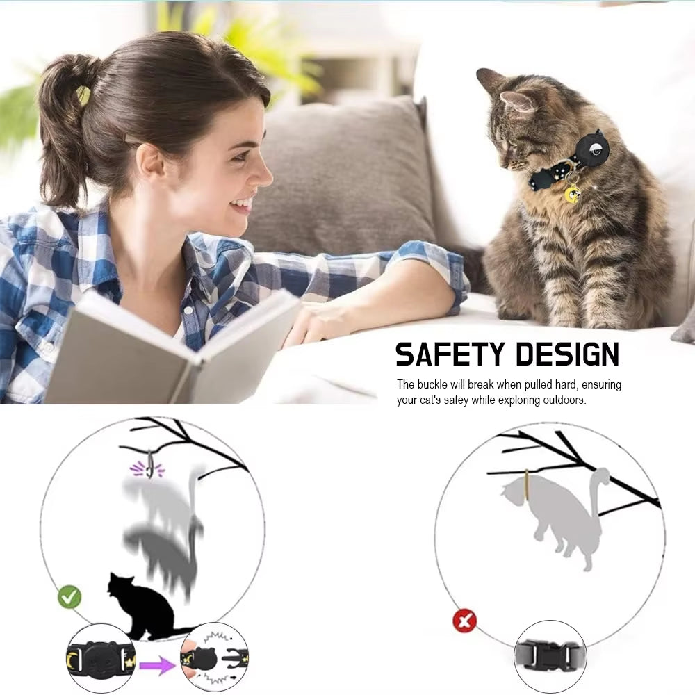 Apple Tag Pet Collar & Moon Ornament for Kitten Collar