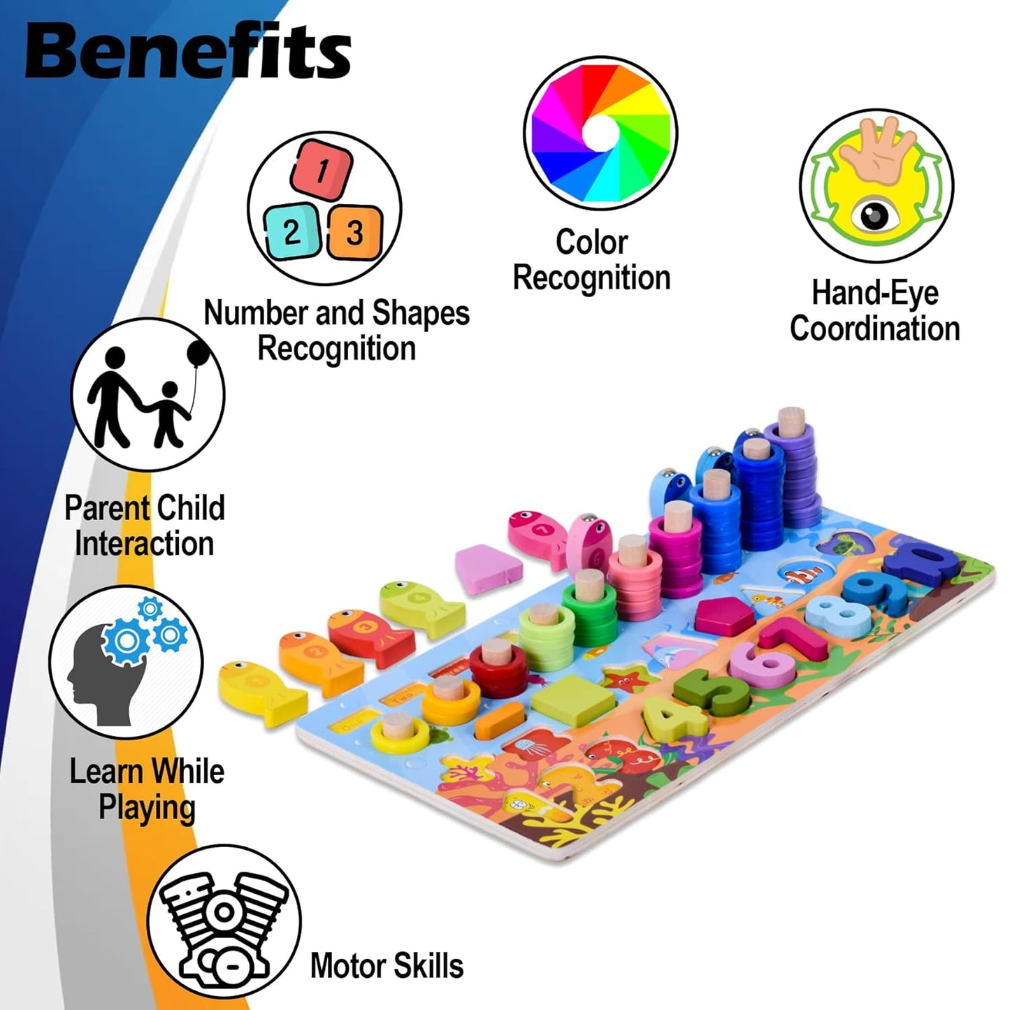 Wooden Montessori Number Puzzle Sorting Toy for Toddlers
