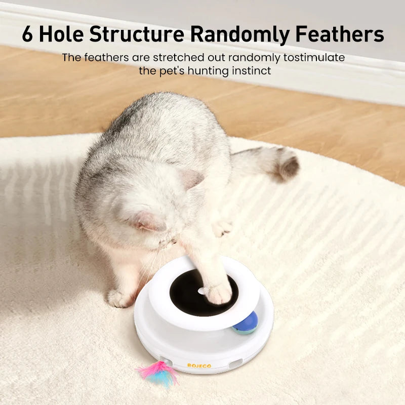 2 in 1 Smart Cat Toys Automatic Feather Fun Ball Toy Set for Cat Dog 5 Modes