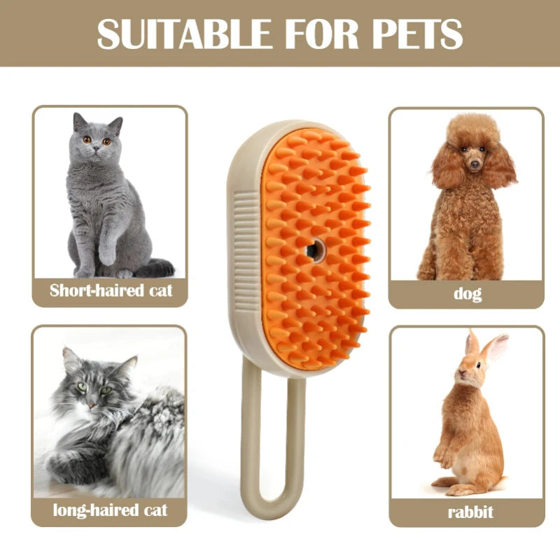 3-in-1 Steam Brush for Cats - Vaporizer Pet Hair Remover and Massage Comb for Effective Grooming