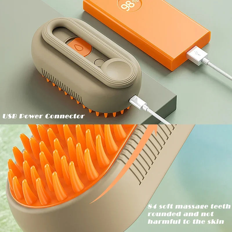 3-in-1 Steam Brush for Cats - Vaporizer Pet Hair Remover and Massage Comb for Effective Grooming