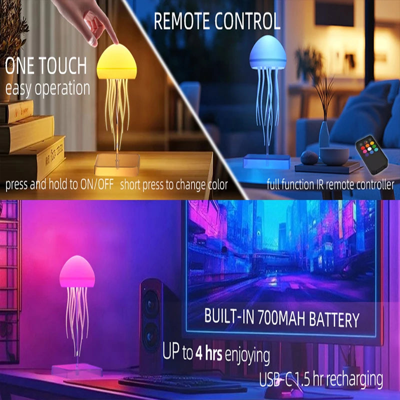 LED Jellyfish Lamp with 9 Tentacles & Remote