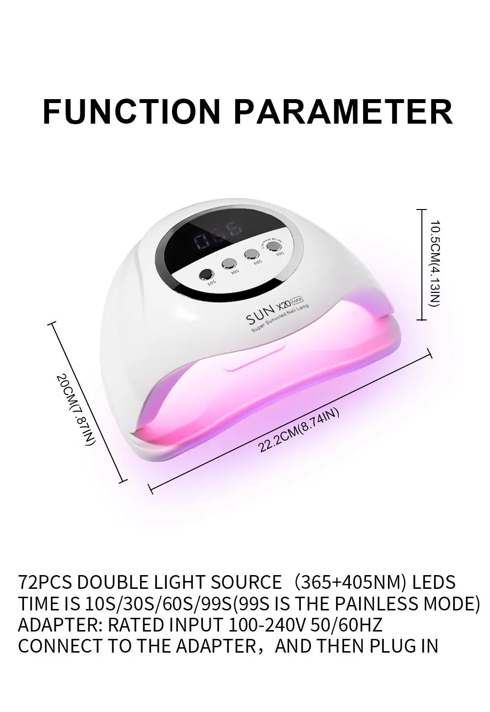 SUN X20 MAX Nail Dryer 72 LED UV Nail Lamp