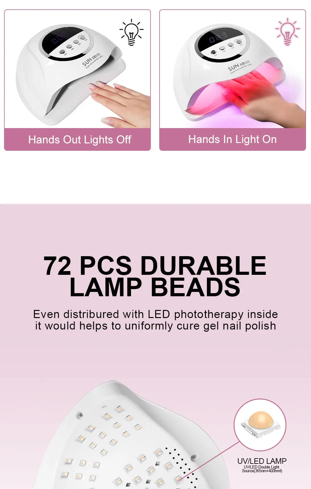 SUN X20 MAX Nail Dryer 72 LED UV Nail Lamp