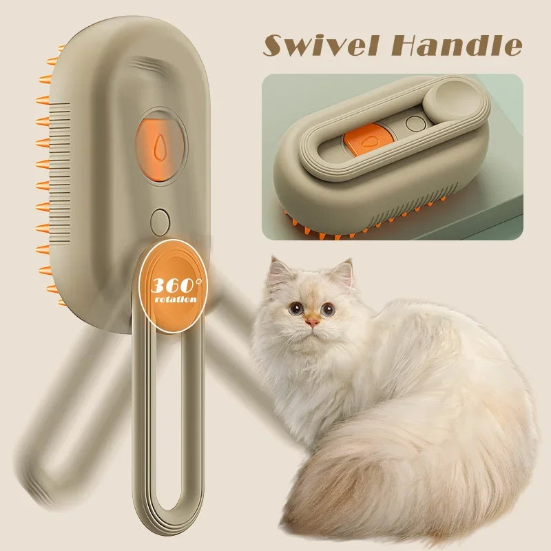 3-in-1 Steam Brush for Cats - Vaporizer Pet Hair Remover and Massage Comb for Effective Grooming