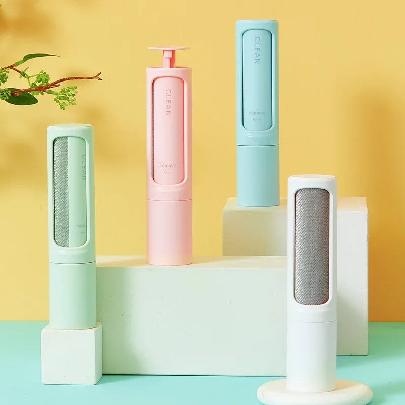 2-1 Reusable Pet Hair Remover Brush Lint Roller Self Cleaning Cat Dog Fur Hair Dust Removal Brush