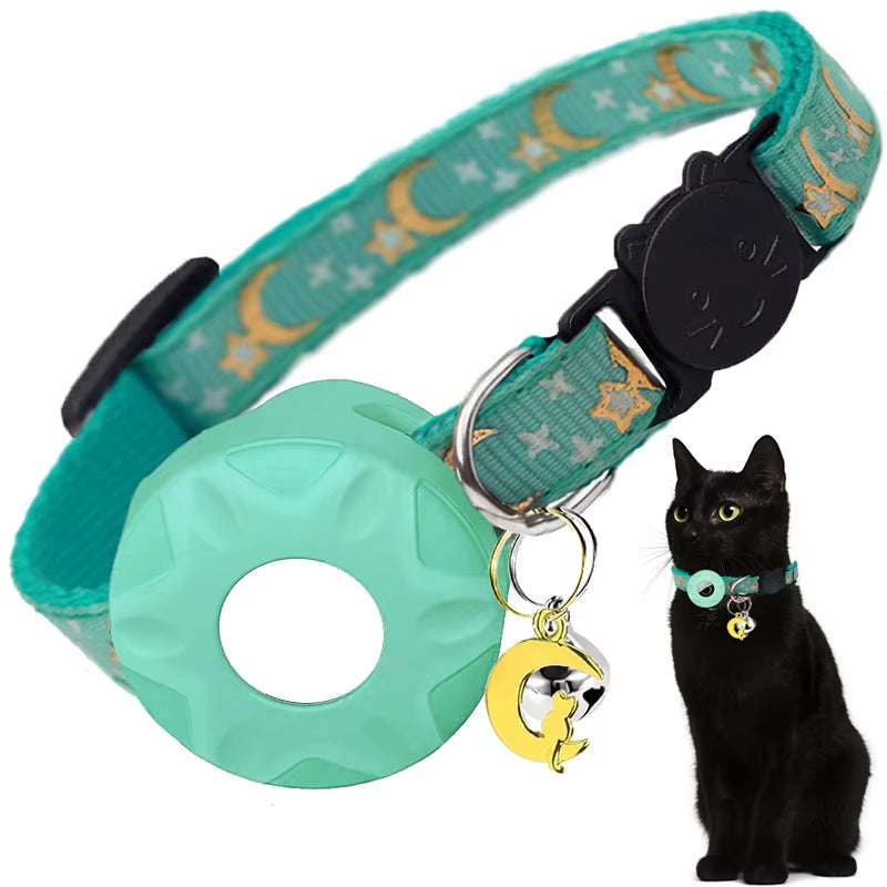 Apple Tag Pet Collar & Moon Ornament for Kitten Collar