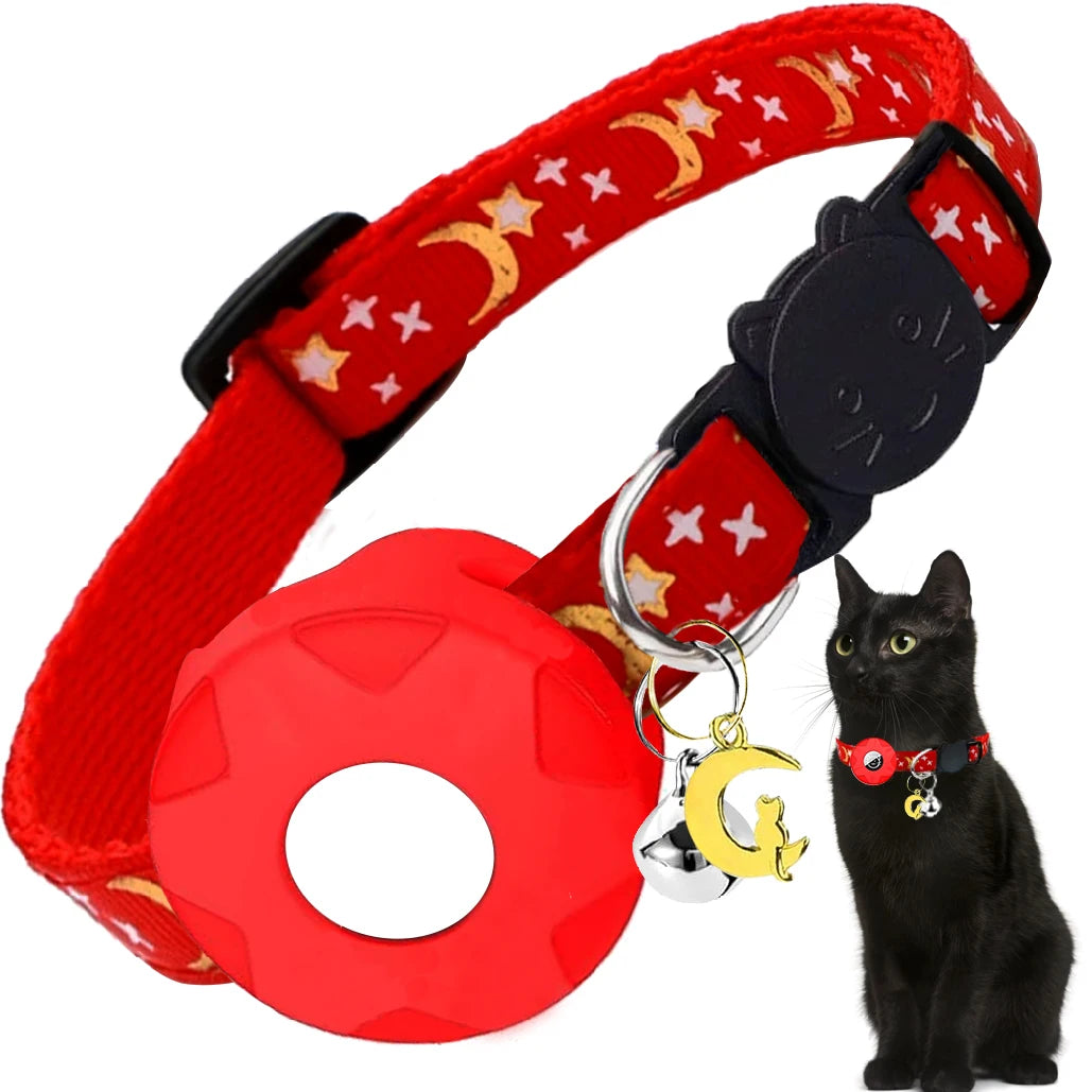 Apple Tag Pet Collar & Moon Ornament for Kitten Collar