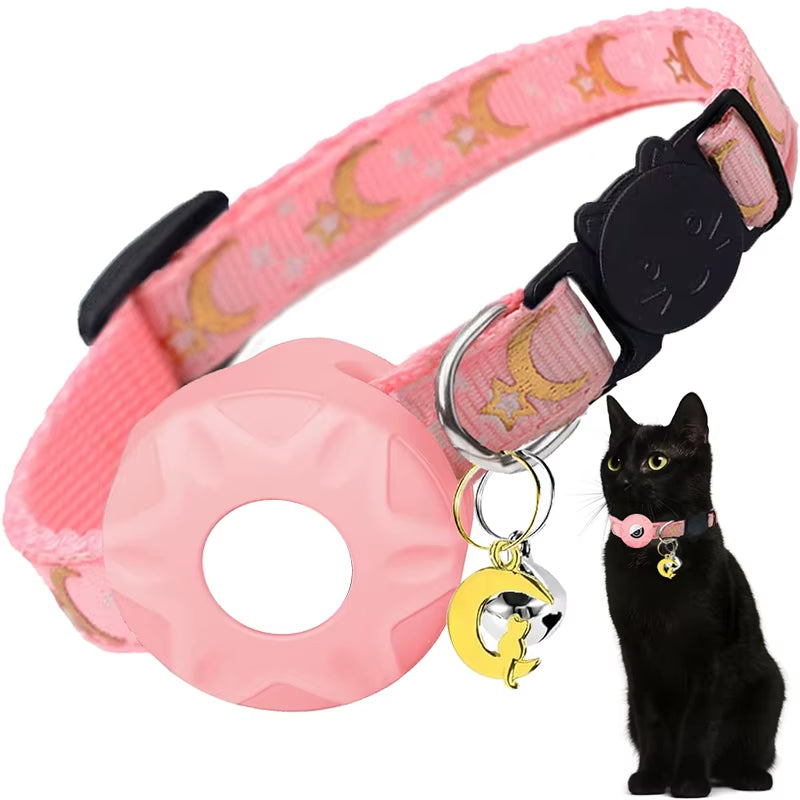 Apple Tag Pet Collar & Moon Ornament for Kitten Collar
