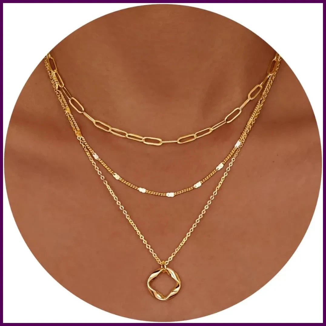 Layered Gold Necklace Set for Women