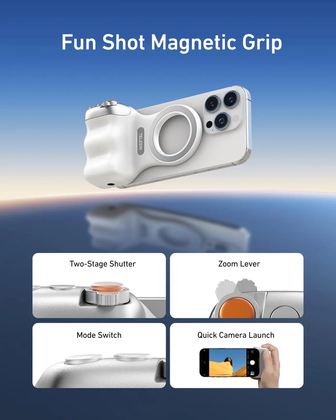 TELESIN Fun Shot Magnetic Phone Camera DSLR Style Shutter Grip 