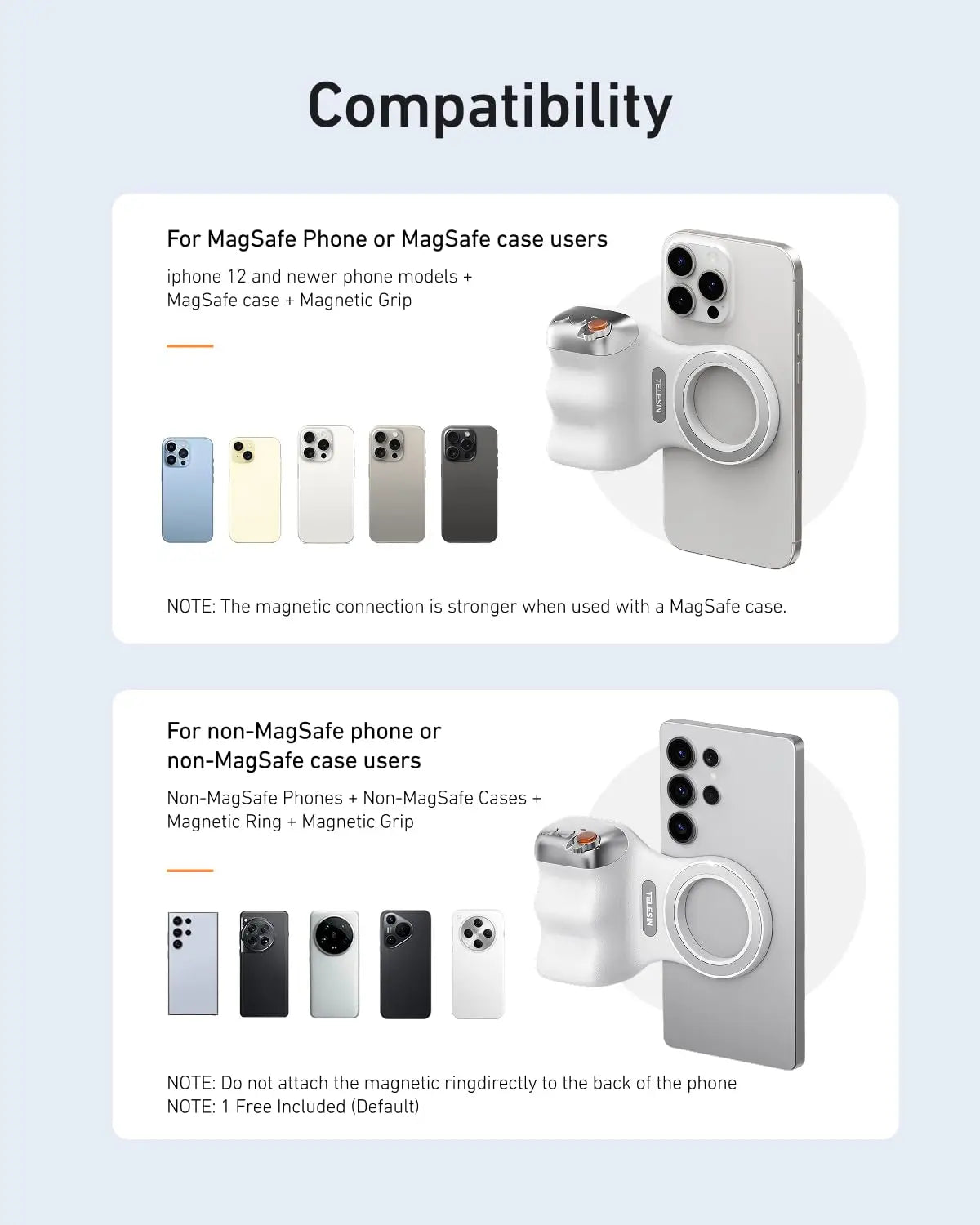 TELESIN Fun Shot Magnetic Phone Camera DSLR Style Shutter Grip 