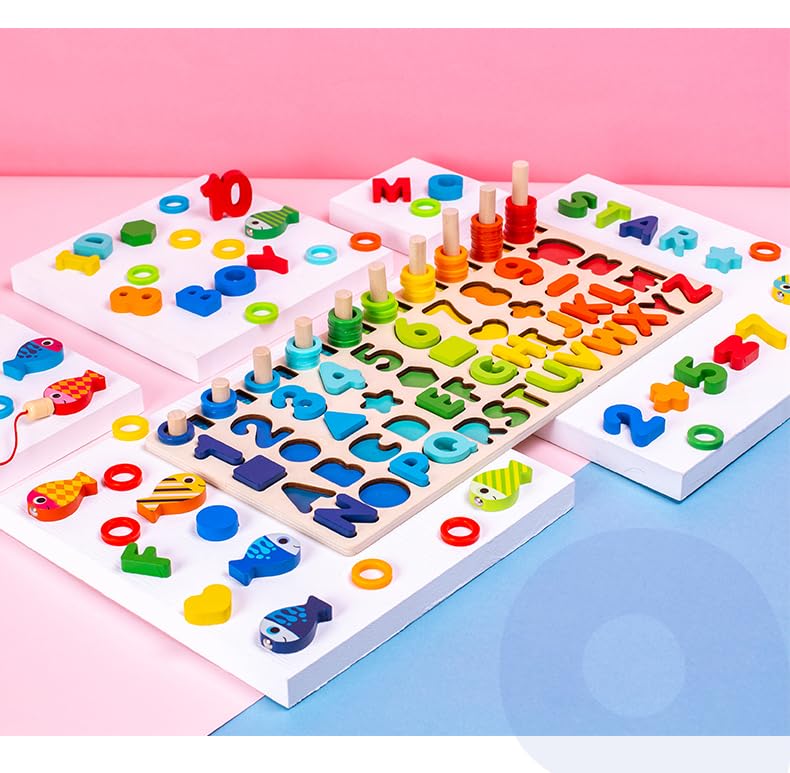 Wooden Montessori Number Puzzle Sorting Toy for Toddlers