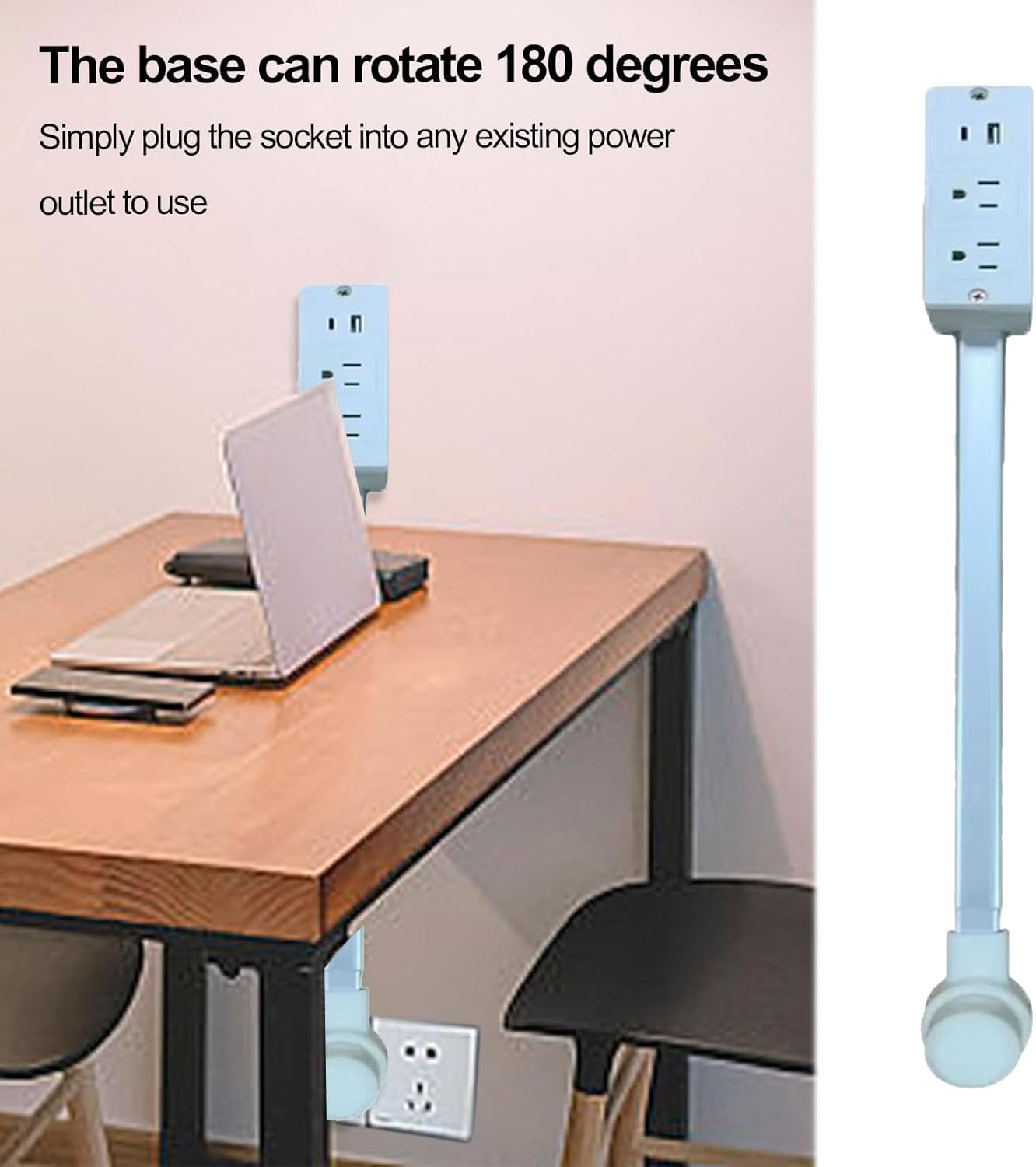Extendable Power Outlet with 2 AC & Dual USB Ports