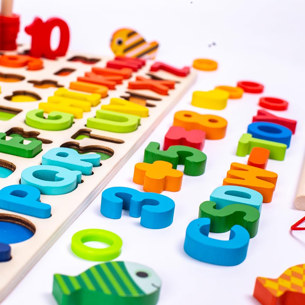 Wooden Montessori Number Puzzle Sorting Toy for Toddlers