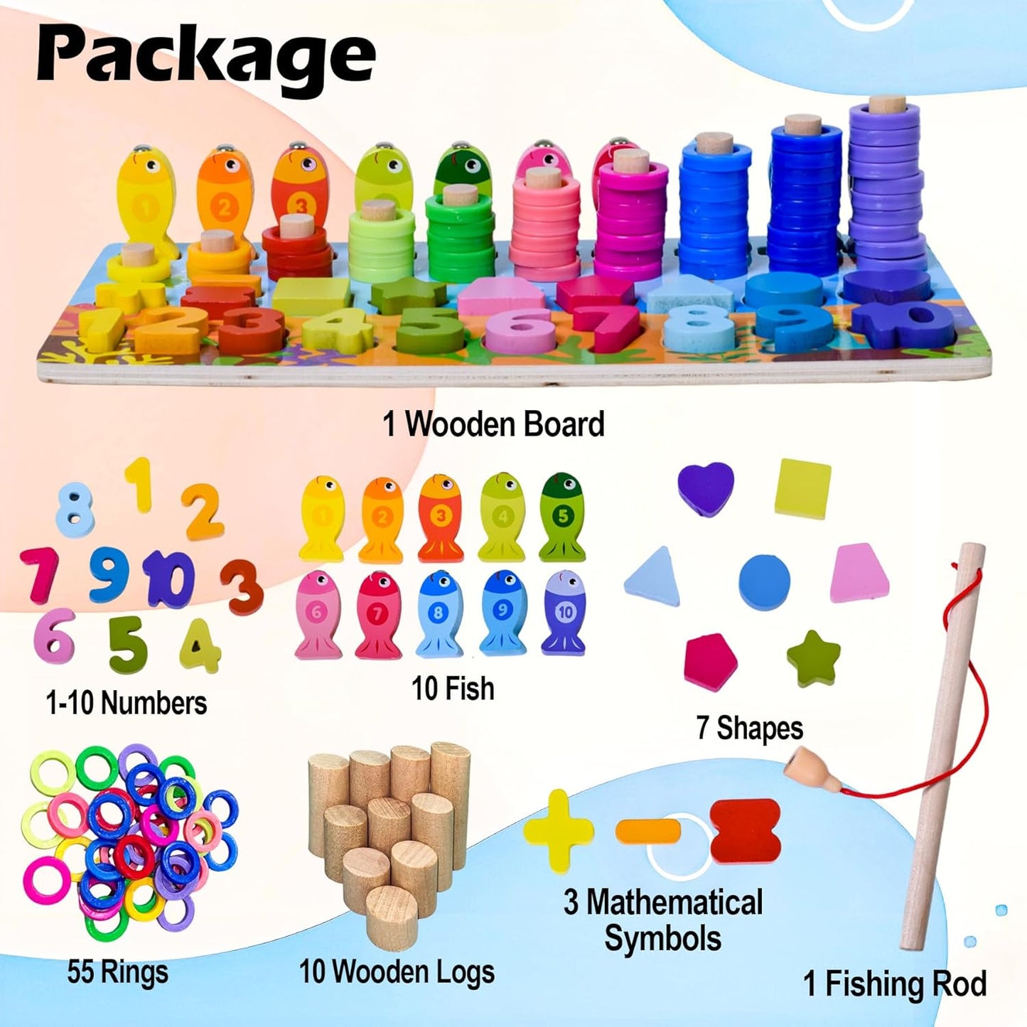 Wooden Montessori Number Puzzle Sorting Toy for Toddlers