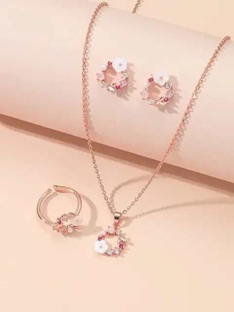 Blossom Jewelry Set for Women  (Rose gold)