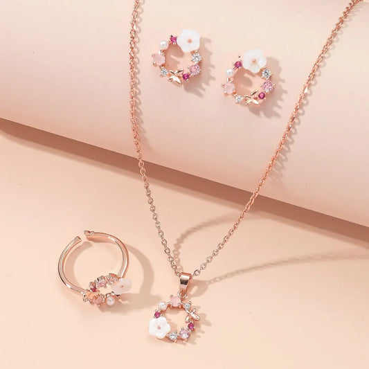 Blossom Jewelry Set for Women  (Rose gold)