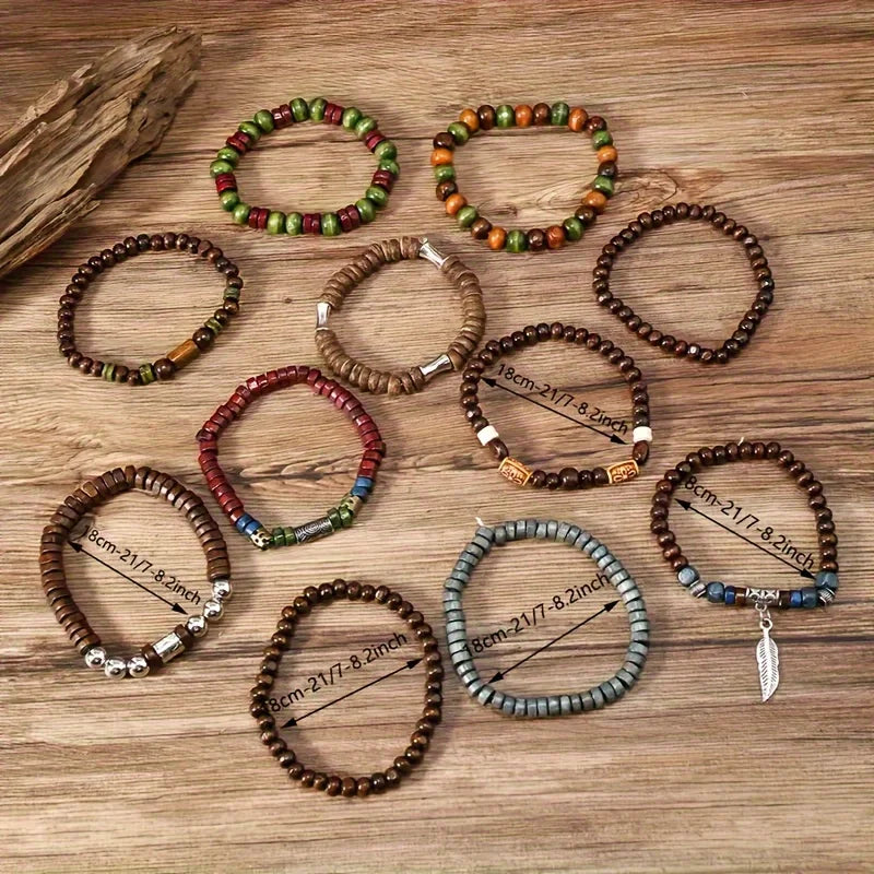 10pcs vintage Boho men's bracelets
