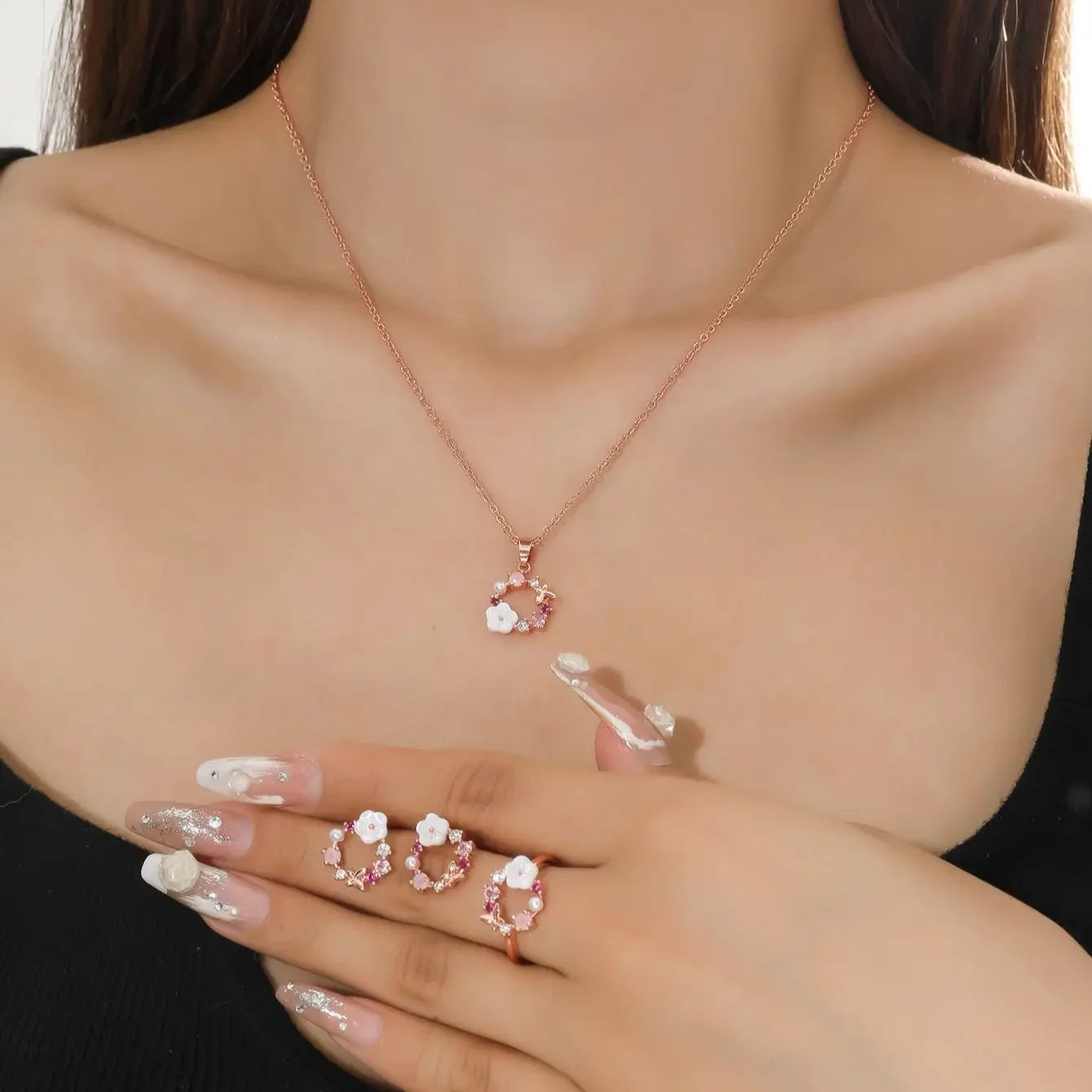 Blossom Jewelry Set for Women  (Rose gold)