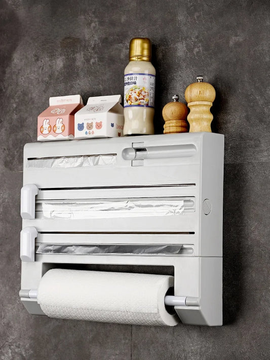 Wall-Mount Aluminum Foil and Film Dispenser 3 in 1 Multifunction