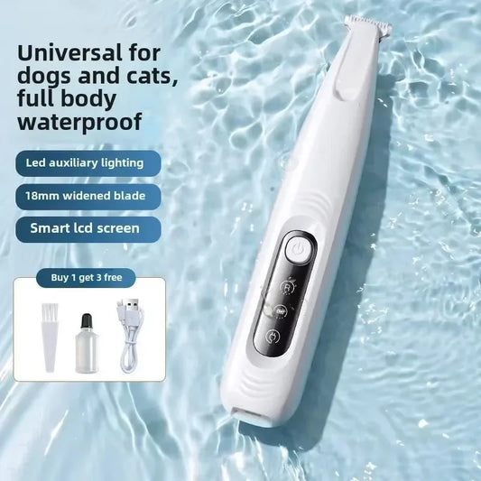 Professional Dog Grooming Clippers with LED LCD Display, 18mm Wide Blade for Paw Trimming, Low Noise Cordless Pet Hair Trimmer